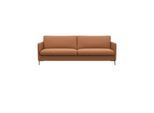 3-Sitzer FLEXLUX "Fiore, super Sitzkomfort durch Kaltschaum im Sitz", braun (modern cogna), B:214cm H:85cm T:92cm, 100% Echteder, Sofas, 3-Sitzer, schmale Armlehnen, Füße Alu+ Eiche