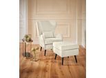 Sessel HOME AFFAIRE "Salla auch in Fellimitat und Feincord, viele Bezugsarten, Ohrensessel", beige, H:118cm T:94cm, Samtcord (92% Polyester 8% Polyamid), Sessel, Sessel, wahlweise mit oder ohne Hocker; großer Sessel: Maße B/T/H: 78/94/118cm