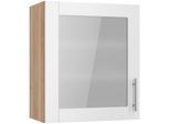 Glashängeschrank KOCHSTATION "KS-Ahus", braun (weiß matt, wildeiche nachbildung), B:60cm H:70,4cm T:34,9cm, Schränke, Glashängeschrank, Breite 60 cm