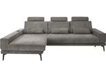Ecksofa "SO 3600, inkl motor. Sitztiefenverstellung, Kopfstützen, Nierenkissen", grau (kama anthrazit), B:293cm H:85cm T:180cm, 100% Polyester, SET ONE BY MUSTERRING, Sofas, Ecksofa, Sitzhöhe 44 cm, Federkern, Breite 293 x Tiefe 180 cm, Kama anthrazit