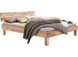 Holzbett HASENA "Prato", beige (kernbuche natur, geölt, kernbuche natur, geölt), B:126cm H:36cm L:214cm, Kernbuche massiv, Betten, Holzbett, Fußhöhe 20 cm