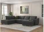 Wohnlandschaft SIT & MORE "Dundee U-Form", grau, B:338cm H:86cm T:219cm, Sofas, Wohnlandschaft, mit Federkern und Edelstahlfüßen, wahlweise mit Kopfteilverstellung