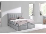 Boxspringbett HOME AFFAIRE "Sagres", grau, B:175cm L:210cm, Feinstruktur(100% Polyester);Bezug der Spiegelfläche Matratzendrell aus 100% Polyester, Komplettbetten, Boxspringbett, Kopfteil mit 2farbiger Flatterbiese und zweifarbigen Knöpfen