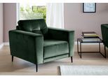 Sessel TRENDS BY HG "Barcelona", grün (dunkelgrün), B:96cm H:86cm T:89cm, 100% Polyester, Sessel, Sessel, mit Metallfuss, frei im Raum stellbar