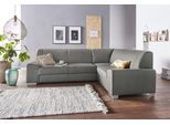 Ecksofa DOMO COLLECTION "Anzio in kubischer Formensprache, flache Armlehnen, L-Form", grau (steel, grau), B:259cm H:85cm T:191cm, Sofas, Ecksofa, Wahlweise mit Bettfunktion und Federkern für hohen Sitzkomfort