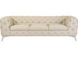 Chesterfield-Sofa HOME AFFAIRE "Glynis", beige (creme), B:243cm H:75cm T:99cm, Struktur (100% Polyester);Samtoptik (100% Polyester), Sofas, Chesterfield-Sofa, aufwändige Knopfheftung, moderne Chesterfield Optik, Fußfarbe wählbar