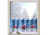 Scheibengardine WECKBRODT "rote Kerzen", bunt (multi), B:120cm H:45cm, Microfaser, Polyester, Gardinen, Scheibengardine, Bistro, Microsatin, Weihnachten, HxB 45x120cm, Gardine, Store