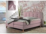 Boxspringbett HOME AFFAIRE "Cecina", rosa (rosé), B:182cm L:210cm, Struktur fein (100% Polyester), Komplettbetten, Boxspringbett, in 5 Breiten, 3 Ausführungen, 2 Härtegrade, Knopfheftung, Topper