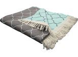 Wohndecke ADAM "Indian Cortezada", blau (aquablau), B:145cm L:190cm, Baumwolle, Wohndecken, Wohndecke, mit tollem Muster, Kuscheldecke