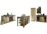 Küche HOME AFFAIRE "Sherwood", braun (küche: natur, korpus: old style hell, arbeitsplatte: anthrazit), B:400cm T:64cm, Komplettküchen-Sets, Küche, Breite 400 cm, ohne E-Geräte