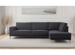 Ecksofa OTTO HOME "Oland Skandi, weicher Chenille-Stoff", dunkelgrau, B:289cm H:85cm T:210cm, 100% Polyester, Sofas, Ecksofa, L-Form, 289 cm, Wellenunterfederung, Skandi-Design, Massivholzfüße