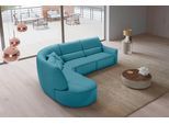 Ecksofa EGOITALIANO "Puffy, extravagant & edel, Retro Designsofa, hoher Sitzkomfort, L-Form", blau (türkis), B:330cm H:88cm T:205cm, Leder »BULL« (echtes Rindsleder). Geschliffenes, pigmentiertes und behandeltes Rindsleder mit einer Dicke von 1, 3-1, 5 mm. Dieses Leder zeigt eine ziemlich weiche Hand mit einem halb undurchsichtigen Aussehen. Es handelt sich um ein geschütztes Leder. Eine leichte D