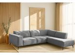 Ecksofa HOME AFFAIRE "LORCAN mit Metallfüßen, Breite 275 cm, weiches Sitzgefühl", grau (hellgrau), B:275cm H:77cm T:210cm, Struktur weich: (85% Polyester, 15% Nylon), Sofas, Ecksofa, Metallfüße, Lederoptik, Struktur, Bouclé
