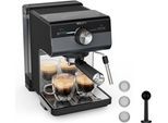 KRUPS Espressomaschine "XP384G Authentic+, Siebträger", grau (dunkelgrau), B:20cm H:28,8cm T:28,6cm, Kaffeemaschinen, intuitives Bedienfeld, Milch-Aufschäumdüse, 3 Siebeinsätze, Espressomaschine