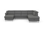 Wohnlandschaft SIT & MORE "Freetown U-Form", grau (steel), B:315cm H:84cm T:216cm, Sofas, Wohnlandschaft, Kopfteilverstellung und Federkern, wahlweise mit Bettfunktion