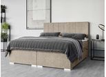 Bett HOME AFFAIRE "Ginoro mit Matratze und Topper, in 3 Breiten (140, 160 und 180 cm)", grau (taupe), B:162cm H:119cm L:209cm, 100% Polyester, Betten, Bett, Boxspringbett mit Kopfteil, Bettkasten, Matratze (BFK/TFK) und Topper