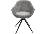 Drehstuhl K+W KOMFORT & WOHNEN "ZOOM", grau (grau 80), B:60cm H:83cm T:57cm, Stühle, Drehstuhl, 4-Fuß Drehstuhl mit Gestell aus Metall schwarz Struktur