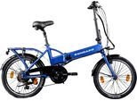 E-Bike ZÜNDAPP "Z101" Gr. 37, blau, Elektrofahrräder, 37cm, 20 Zoll (50,80cm), E-Bike, Pedelec, Elektrofahrrad für Damen u. Herren