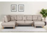 Wohnlandschaft HOME AFFAIRE "TRIPLO U-Form wahlweise mit Schlaffunktion, B/T/H: 310/192/90 cm", beige (creme), B:310cm H:90cm T:192cm, 100% Polyester, Sofas, Wohnlandschaft, Schlafsofa, auch mit Bettkasten, Steppung im Rückenkissen