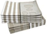 Geschirrtuch DYCKHOFF "Gläser / Halbleinen", beige (sand), B:50cm L:70cm, 45% Leinen, 55% Baumwolle, Geschirrtücher, Geschirrtuch, mit Gläser & Streifen Motiv, Maße je Tuch ca. 50x70 cm