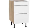 Unterschrank KOCHSTATION "KS-Aken", weiß (weiß, wildeiche nachbildung), B:50cm H:87cm T:58,4cm, Schränke, Unterschrank