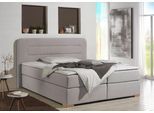 Boxspringbett HOME AFFAIRE "Manchester", grau (silbergrau), B:220cm L:208cm, Strukturstoff-Bezug (100% Polyester), Komplettbetten, Boxspringbett, 5 Breiten, 3 Ausführungen, 2 Härtegraden, Topper, Steppung