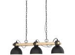 EGLO Hängeleuchte "LUBENHAM Hängelampe, Stahl und Holz, E27, IP20, Esszimmerlampe, Lampe", braun (schwarz, braun), 3, Leuchten, Hängeleuchte, L90 x B20 x H110 cm, schwarz, braun, 3X28W exkl., Hängeleuchte