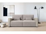 3-Sitzer OTTO HOME "JIGGS wahlweise Schlafsofa mit Bettkasten, Maße B/H/T: 228/96/110 cm", grau (taupe), B:228cm H:96cm T:110cm, 100% Polyester, Sofas, 3-Sitzer, Sofa mit Wellenunterfederung, enthält 2 Rückenkissen und 2 Zierkissen