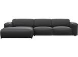 Ecksofa FLEXLUX "Lucera bequem und komfortabel durch hochwertigen Sitzaufbau, L-Form", schwarz (deep schwarz), B:319cm H:73cm T:171cm, 100% Echteder, Sofas, Ecksofa, modern & anschmiegsam, Kaltschaum, Stahl-Wellenunterfederung