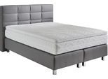 Boxspringbett, grau, B:155cm L:210cm, Bezug: Kunstleder, Polyurethan;Polsterung: 100% Polyester, WESTFALIA SCHLAFKOMFORT, Komplettbetten, Boxspringbett, mit Knöpfen in Kristalloptik, wahlweise mit Topper