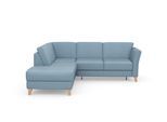 Ecksofa SIT & MORE "Visby L-Form", blau (hellblau), B:248cm H:87cm T:213cm, Sofas, Ecksofa, Wahlweise mit Bettfunktion und Stauraum, frei im Raum stellbar