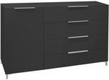 Kommode MÄUSBACHER "Mix Box + Fuß 0771_KO_14", grau (anthrazit, glas anthrazit), B:177cm H:107cm T:45cm, Sideboards, Kommode, Breite 177 cm