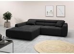 Ecksofa 3C CANDY "Denver auch mit Cord- und Easy care-Bezug, Kopfteilverstellung L-Form", schwarz, B:258cm H:68cm T:217cm, 96% Polyester, 4% Polyacryl, Sofas, Ecksofa, wahlweise. mit motorischer Sitztiefenverstellung