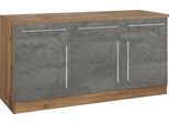 Unterschrank KOCHSTATION "KS-Samos", grau (beton oxid), B:150cm H:85cm T:60cm, Holzwerkstoff, Schränke, Unterschrank, Breite 150 cm