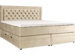 Boxspringbett HOME AFFAIRE "Julien", beige (cream), B:141cm L:210cm, 100% Polyester, Komplettbetten, Boxspringbett, mit Taschenfederkernmatratze