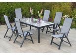 Garten-Essgruppe MERXX "Florenz", grau (graphit, grau), Polyester, Aluminium, Polyester, Sitzmöbel-Sets, Garten-Essgruppe