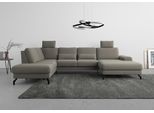 Wohnlandschaft SIT & MORE "Cinturo U-Form", braun (schlamm), B:345cm H:88cm T:226cm, Sofas, Wohnlandschaft, inklusive Sitztiefenverstellung und Federkern, Sitzhöhe 45 cm