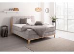 Boxspringbett OTTO HOME "Jelle", silber (silberfarben), B:181cm L:216cm, Komplettbetten, Boxspringbett, zertifizierte, recycelte Bezugsstoffe, verschiedene Ausführungen