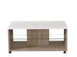Couchtisch HOME AFFAIRE "Bert Kaffetisch, 100 cm, in trendigen Farben, modern", grau (grau eiche, grau eiche, weiß), B:101cm H:45cm T:60cm, Tische, Couchtisch, Hochglanzplatte, mit Rollen