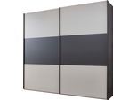 Schwebetürenschrank WIEMANN "Korfu", grau (grau schwarz), B:197,3cm H:217cm T:67cm, Schränke, Schwebetürenschrank, hochwertige Beschläge