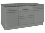 Kücheninsel OPTIFIT "Bern", grau (küche: grau, korpus: basaltgrau, arbeitsplatte: anthrazit), B:160cm T:95cm, Komplettküchen-Sets, Kücheninsel, Stellbreite 160x95 cm mit höhenverstellbaren Füßen, mit Metallgriffen
