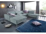 Wohnlandschaft SIT & MORE "Percy U-Form", blau (aqua), B:343cm H:80cm T:235cm, Sofas, Wohnlandschaft, 15 cm Fußhöhe, Sitztiefenverstellung, wahlweise in 2 Fußfarben