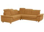 Ecksofa HOME AFFAIRE "Dalia L-Form", gelb (senf), B:256cm T:236cm, Luxus-Microfaser Florence (100% Polyester);Luxus-Microfaser weich (90% Polyester, 10% Polyamid);Webstoff (100% Polyester), Sofas, Ecksofa, mit Federkernpolsterung, wahlweise mit Bettfunktion, Bettkasten