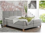 Boxspringbett HOME AFFAIRE "Casey", grau (silbergrau), B:171cm L:209cm, Struktur fein (100% Polyester), Komplettbetten, Boxspringbett, in 5 Breiten, 3 Ausführungen, 2 Härtegraden, Steppung, Topper