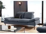 2-Sitzer W.SCHILLIG "enjoy&MORE", blau (marine r66), B:202cm H:87cm T:110cm, Chenille-Flachgewebe R66 (85% Polyester, 15% Nylon);Longlife Xtra-Leder Z59: Glattleder mit modischer Prägung. Hautstärke 0, 9 - 1, 1 mm;Stoff S37 (100% Polyester), Sofas, 2-Sitzer, Sitztiefenverstellung, Füße bronze pulverbeschichtet, Breite 202 cm