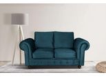 2-Sitzer HOME AFFAIRE "MENDITTE", blau (dunkelblau), B:170cm H:90cm T:93cm, 100% Polyester, Sofas, 2-Sitzer, Knopfheftung im Armlehnbereich und an der Vorderkante, hohe Qualität