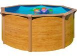 Rundpool KWAD "Green line Evolution", blau (wood, innenfarbe: blau), H:132cm Ø:550cm, Schwimmbecken, Rundpool, 5,5x1,32 wood Folie in blau, sand oder grau erhältlich