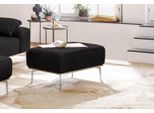 Polsterhocker W.SCHILLIG "run", schwarz (midnight w82), B:75cm H:46cm T:60cm, Flachgewebe W82 Q2 (74% Polyacryl, 26% Polyester), Hocker, Polsterhocker, mit elegantem Holzsockel, Füße in Chrom glänzend, Breite 75 cm