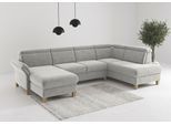 Wohnlandschaft HOME AFFAIRE "Glendale, U-Form", hellgrau, B:321cm H:84cm T:193cm, 100% Polyester, Sofas, Wohnlandschaft, inkl. Kopfteilverstellung, wahlweise mit Vorziehsitz und Bettkasten