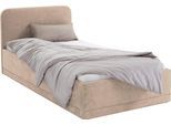 Polsterbett, beige (dunkelbeige), B:110cm L:210cm, Bezug Bett: wahlweise Microfaser (100% Polyester), Strukturstoff (77% Polyester, 23% Viskose) oder Kunstleder;Bonnell-Federkernmatratze: Mischgewebe (51% Polyprophlen, 39% Polyester, 10% Baumwolle);Kaltschaummatratze: Frottee (100% Polyester), Bezug abnehm- und waschbar bis 60C, WESTFALIA SCHLAFKOMFORT, Betten, Polsterbett, inkl. Bettkasten bei Au